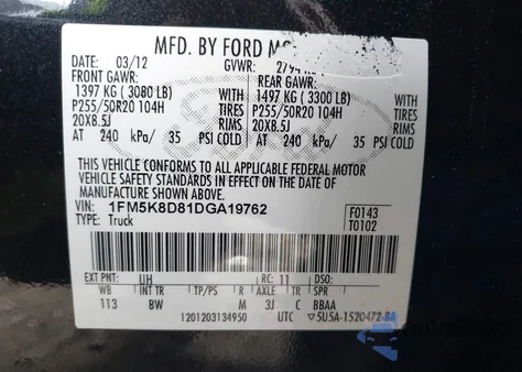 2013 Ford Explorer Xlt z USA, uszkodzony, nr VIN 1FM5K8D81DGA19762